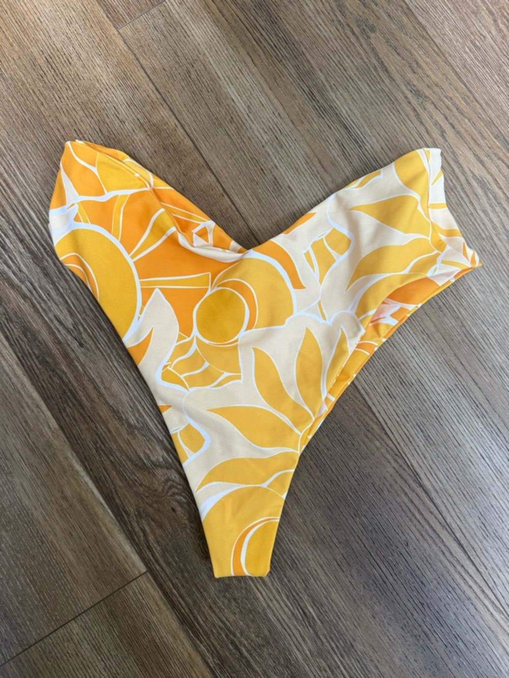 Skatie Yellow and White Floral High-Cut Bikini Bottom